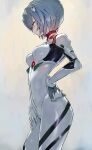  1girl absurdres ayanami_rei blue_hair bodysuit breasts commentary_request gloves hair_ornament highres medium_breasts neon_genesis_evangelion plugsuit short_hair solo standing taishi_(picchiridou) white_bodysuit white_gloves 
