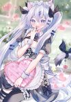  07touka25 animal_ears cat_ears cat_tail dakimakura_(object) heart heart_in_eye highres long_hair maid original pillow symbol_in_eye tail uniform 