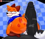  :3 absurd_res anal anthro anus backsack balls big_butt big_penis blush bodily_fluids bubble_butt butt canid canine canis checkered_background clothed clothing curvy_figure darkened_genitalia darkened_penis digital_drawing_(artwork) digital_media_(artwork) duo erection exposed_butt feet fox fur genital_fluids genitals glistening glistening_balls glistening_butt glistening_genitalia grey_body grey_fur hi_res hoodie hot_dogging huge_penis humanoid_genitalia humanoid_penis hyper hyper_genitalia hyper_penis kneeling lobo_(lobokosmico) lobokosmico looking_back male male/male mammal motion_lines multicolored_body multicolored_fur musk musk_clouds nude orange_body orange_fur pattern_background penis pixel_(artwork) presenting presenting_anus presenting_hindquarters pupils rear_view sex simple_background slit_pupils soups_(superiorfox) superiorfox sweat sweater tail thick_thighs toony topwear two_tone_body two_tone_fur white_body white_fur wolf 