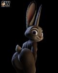  3d_(artwork) anthro blender_(software) blender_cycles butt digital_media_(artwork) disney female fur grey_body grey_fur hi_res judy_hopps lagomorph leporid looking_at_viewer mammal nude rabbit simple_background smile snippwapp solo tail zootopia 