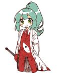  1girl ahoge blood blood_on_clothes collared_shirt commentary_request cropped_legs e.g.o_(project_moon) employee_(lobotomy_corporation) green_hair hand_in_pocket hoshizuki_sakusa jacket lab_coat lobotomy_corporation long_hair long_sleeves necktie open_mouth pale_skin pants project_moon red_jacket red_necktie red_pants shirt simple_background sketch solo star-shaped_pupils star_(symbol) symbol-shaped_pupils white_background white_shirt 