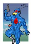  2022 abs anthro armor avian balls bird blue_body blue_eyes blue_feathers boots boots_only clothing detailed_background dipstick_tail falco_lombardi falcon falconid feathers footwear footwear_only fur game_background genitals green_eyes gun hair headgear helmet hi_res humanoid_genitalia humanoid_penis laser_gun lazyken male markings mostly_nude multicolored_body multicolored_feathers muscular muscular_arms muscular_legs muscular_male nintendo nipples pecs penis pubes ranged_weapon red_body red_feathers solo star_fox tail tail_markings two_tone_body two_tone_feathers vein veiny_penis weapon white_body 