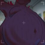  1:1 abdominal_bulge ambiguous_gender ambiguous_prey anthro belly big_belly bodily_fluids camera_hud camera_overlay camera_view claws devourer_(razor_koopa) digital_media_(artwork) dragon draw_over fully_inside goo_creature goo_dragon goo_dripping hi_res male male_pred navel overweight overweight_male paradoxinhead pecs photo_background photography_(artwork) purple_body purple_flesh same_size_vore scalie simple_background slime solo teasing teasing_viewer vore 