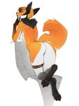  absurd_res anthro breasts butt canid canine claws crossed_legs female fur genitals hale. hi_res mammal neck_tuft nipples orange_body orange_fur pawpads pussy rear_view simple_background solo tuft white_background 