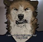  anthro bodily_fluids canid canine canis crying dialogue looking_at_viewer male mammal meme reyes_(sepulte) sepulte solo tears wolf 