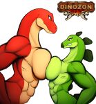  abs amazon angry anthro breast_squish breasts breasts_frottage digitalkaiju dinosaur duo female female/female green_body green_scales hi_res jasper_(dinozon_fury) ornithischian red_body red_scales reptile scales scalie squish stegosaurian stegosaurus theropod thyreophoran tyrannosaurid tyrannosaurus tyrannosaurus_rex 