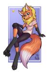  2023 alpha_channel anthro barefoot black_nose black_pawpads blonde_hair blue_eyes breasts canid canine clothed clothing dipstick_tail eyewear feet female fur glasses gloves_(marking) hair hi_res leg_markings mammal mancoin maned_wolf markings orange_body orange_fur pawpads socks_(marking) solo tail tail_markings 