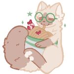  ambiguous_gender animated domestic_cat eating eyewear felid feline felis feral fluffy fluffy_tail food glasses happy low_res mammal noodles paws ragdoll_cat smile solo tail thumbnail varlus 
