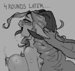  absurd_res anthro beamerbruh big_breasts bodily_fluids bouncing_breasts bovid breasts caprine caprine_demon demon drooling eyelashes goat goat_demon goblin greyscale hi_res horn horn_grab humanoid humanoid_on_anthro looking_pleasured mammal monochrome nipple_piercing nipples piercing saliva sex side_view tongue tongue_out 
