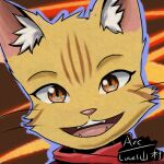  agata_(arc_rose) anthro arc_rose domestic_cat felid feline felis female headshot_portrait icon looking_at_viewer low_res mammal open_mouth orange_eyes portrait smile whiskers 