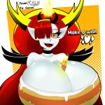  &lt;3 1:1 2022 absurd_res big_breasts breasts candle disney english_text female hair hair_over_eye hekapoo hi_res horn horned_humanoid huge_breasts humanoid lit_candle looking_at_viewer mrmelted not_furry object_between_breasts one_eye_obstructed open_mouth orange_eyes red_hair solo star_vs._the_forces_of_evil text tongue white_body 