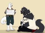  anthro belplasmawolf canid canine canis cuff_(restraint) digital_media_(artwork) duo english_text eye_patch eyewear handcuffs hi_res male male/male mammal metal_cuffs overweight piercing programming programming_humor restraints shadow_von_wolfkin slightly_chubby text wolf 