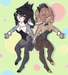  anthro black_hair bovid bow_ribbon breasts bunny_costume caprine cleavage clothed clothing costume duo fake_ears fake_rabbit_ears female fur grey_body grey_fur hair hair_over_eyes hand_holding hooves horn jellyenvy looking_at_viewer mammal murmur_(jellyenvy) open_mouth sheep smile standing tan_body tan_fur tan_hair unguligrade unguligrade_anthro white_body white_fur 