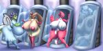  absurd_res against_surface anthro big_breasts blues64 breasts breasts_on_glass clothing female footwear generation_2_pokemon generation_4_pokemon genitals hi_res high_heels huge_breasts legendary_pokemon lopunny lugia marauder6272 nintendo nipples nude on_glass pokemon pokemon_(species) pussy thick_thighs 
