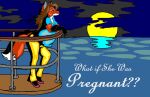  anthro belly bottomwear breasts brown_hair canid canine clothed clothing danellz digital_media_(artwork) english_text eyes_closed female footwear fox hair mammal moon night pants pregnant shirt shoes solo text topwear water 