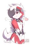  &lt;3 2022 anthro bracelet collar ear_piercing ear_ring featureless_crotch generation_7_pokemon hi_res jewelry kinozel lycanroc male midnight_lycanroc nintendo nude piercing pokemon pokemon_(species) ring_piercing shy simple_background solo spiked_bracelet spiked_collar spikes white_background 