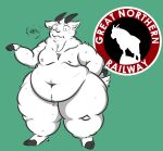  anthro beard belly big_belly bovid caprine domestic_goat facial_hair fur goat hi_res hooves horn huge_belly huge_thighs humanoid male mammal navel obese obese_male overweight overweight_male pennsy solo surprised_expression thick_thighs white_body white_fur wide_hips 