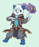  anthro arm_warmers armwear brown_eyes clothed clothing exposed_chest fighting_pose generation_5_pokemon jewelry male na0r3n nintendo oshawott paws pokemon pokemon_(species) pose robe solo 