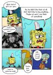  anthro clothed clothing comic detailed_background dialogue duo english_text fully_clothed hi_res male marine nickelodeon on_model outside pancaketiffy sea_sponge speech_bubble spongebob_squarepants spongebob_squarepants_(character) squidward_tentacles text toony 