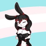  1:1 anthro clothing collar female hi_res lagomorph leporid mammal moonlight_(melodicrain) one_eye_closed rabbit simple_background smile solo theparagon wink 