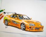  art_tools_in_frame artist_name car colored_pencil colored_pencil_(medium) english_commentary instagram_username luis_felipe mixed-language_commentary motor_vehicle no_humans pencil photo_(medium) portuguese_commentary signature spoiler_(automobile) the_fast_and_the_furious the_fast_and_the_furious_1 toyota toyota_supra toyota_supra_mk_iv traditional_media vehicle_focus white_background 