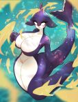  anthro big_breasts blue_body breasts cetacean dolphin featureless_breasts female fin fullpillow_(artist) genitals hi_res huge_breasts huge_thighs looking_at_viewer mammal marine multicolored_body nude oceanic_dolphin orbella_(haiyan) orca pussy signature smile solo tail text thick_thighs toothed_whale white_body white_eyes wide_hips 