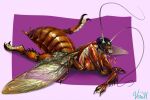  anthro arthropod arthropod_abdom blattodea cockroach exoskeleton feelers female insect looking_at_viewer pinup pose realistic solo tagme vera_(artist) 