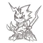  anthro bandai_namco claws digimon hi_res horn male open_toe_footwear pulsemon re07722035 sketch sketchy solo 