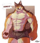  abs anthro bang_okami barrel_(live_a_hero) biceps briefs bulge canid canine canis clothing english_text hi_res lifewonders live_a_hero male mammal muscular muscular_anthro muscular_male pecs solo text underwear wolf 