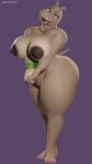  3d_(artwork) absurd_res anthro big_breasts big_butt black_nipples bracelet breasts brown_ears butt colored_nails common_hippopotamus darkflash23 digital_media_(artwork) dreamworks female gloria_the_hippopotamus green_bracelet grey_body grey_skin hi_res hippopotamid huge_breasts huge_butt jewelry looking_at_viewer madagascar_(series) mammal nails necklace nipples pink_nails purple_background short_ears simple_background solo tail thick_thighs wide_hips 