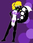  clothing female fur mammal mephitid purple_background simple_background skunk spots spotted_body spotted_fur tabbiewolf thoe_(tabbiewolf) underwear 