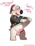  absurd_res animal_genitalia animal_penis anthro balls bottomless brian_griffin canid canine canine_genitalia canine_penis canis christmas christmas_clothing christmas_headwear christmas_sweater christmas_topwear clothed clothing domestic_dog drunk erection family_guy genitals hat headgear headwear hi_res holidays kamudragon male mammal penis santa_hat sheath simple_background substance_intoxication sweater topwear white_background 
