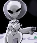  alien breasts cleavage clothed clothing female humanoid lostwisdom moon solo space spacesuit 