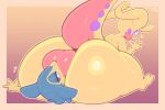  &lt;3 2023 4_fingers anthro artist_name balls balls_on_face big_balls big_butt black_pupils blue_body blue_fur border bottom_heavy butt digital_media_(artwork) facesitting feet fingers frumples fur generation_6_pokemon genitals glistening glistening_body glistening_eyes goodra half-closed_eyes hisuian_form hisuian_typhlosion huge_butt looking_back looking_pleasured lying male male_on_top multicolored_body multicolored_fur narrowed_eyes nintendo nude on_back on_top open_mouth open_smile outline pink_body pokemon pokemon_(species) pupils purple_body purple_eyes raised_tail red_eyes regional_form_(pokemon) shiny_pokemon simple_background sitting sitting_on_another smile tail thick_thighs toes yellow_body yellow_fur 