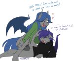  anthro bat_pony brother_(lore) brother_and_sister_(lore) clothed clothing cowgirl_position dialogue duo dusk_rhine equid fan_character female female_on_top from_front_position happy happy_sex hasbro incest_(lore) male mammal my_little_pony on_bottom on_top partially_clothed racket_rhine redxbacon sex sibling_(lore) simple_background sister_(lore) vaginal white_background 