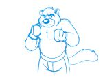  anthro biped bottomwear boxing_gloves boxing_shorts brok_the_investigator clothing domestic_cat felid feline felis graff_filsh handwear hi_res hubie360 male mammal official_art shorts simple_background sketch solo white_background 