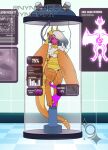  anthro claws digital_media_(artwork) dragon electrode english_text feet female hair hi_res horn inner_ear_fluff laboratory machine mask nude scalie science solo tail taiomifox tank tentacles text toes tuft vehicle water wings wyvern 