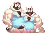  anthro arm_around_waist barazoku barley_(barleytheburr) bear beard belly big_muscles big_pecs blue_eyes body_hair bulge canid canine canis chest_hair clothing digital_media_(artwork) domestic_dog duo ear_piercing embrace facial_hair fur highlights_(coloring) hug hugothecorgo jockstrap larger_male licking licking_lips looking_at_viewer male male/male mammal musclegut muscular muscular_anthro muscular_male pecs piercing pink_clothing pink_highlights pink_jockstrap pink_underwear pinup polar_bear portrait pose shirt simple_background size_difference smaller_male tank_top three-quarter_portrait tongue tongue_out topwear underwear ursine waist_grab white_body white_fur 