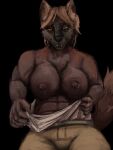  anon2000000 anthro breasts canid canine canis fangs_bared female hi_res mammal muscular muscular_anthro nipple_piercing nipples piercing shirtless smile solo wolf 