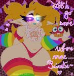  absurd_res alissa_(alissa_the_artist) alissa_the_artist animal_humanoid artist_name bedroom_eyes bib big_arms blonde_hair blue_mouth blush breasts candle clothing costume cupcake cupcake_(fnaf) digital_drawing_(artwork) digital_media_(artwork) dragon dragon_humanoid dragon_lady eye_through_hair eyebrow_through_hair eyebrows eyelashes fan_character female five_nights_at_freddy&#039;s five_nights_at_freddy&#039;s_2 food gloves glowing glowing_eyes hair handwear heterochromia hi_res humanoid legwear long_hair narrowed_eyes navel open_mouth panties round_head scottgames seductive sharp_teeth signature simple_background small_breasts solo teeth teeth_showing text thick_thighs thigh_highs toy_chica_(fnaf) translucent translucent_hair underwear wide_hips 