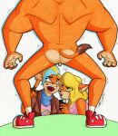  activision anthro backsack balls butt crash_bandicoot_(series) female female/female fur genitals group hi_res humiliation laugh laughing_at looking_at_another male male/female nude penis penis_humiliation pirate_tawna rotten_owl small_balls small_penis small_penis_humiliation smile tawna_bandicoot tiny_tiger trio 