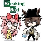  2girls agnes_digital_(umamusume) agnes_tachyon_(umamusume) breaking_bad drugs hat highres horse_girl labcoat methamphetamine multiple_girls parody sweat umamusume 