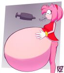  air_inflation air_pump amy_rose belly belly_inflation big_belly burping clothing dress eulipotyphlan female gloves handwear hedgehog hi_res holding_belly hyper hyper_belly inflation inflation_fetish mammal navel outie_navel panties pink_body red_clothing sega smotrilla solo sonic_the_hedgehog_(series) underwear white_clothing 
