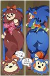  accessory animal_crossing anthro big_butt blue_body blue_fur blush bow_ribbon brown_body brown_fur butt clothed clothing dakimakura_design duo eulipotyphlan female footwear freckles fur furgonomics hair_accessory hairband hedgehog lying mabel_able mammal nintendo on_back on_front one-piece_swimsuit partially_clothed ribbons sable_able short_tail sibling_(lore) sister_(lore) sisters_(lore) socks stealthnachos swimwear tail tail_accessory tail_bow tail_ribbon thick_thighs 
