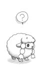  ? ame_(metorui) animal_focus braid closed_mouth commentary_request full_body greyscale horizontal_pupils monochrome no_humans partial_commentary pokemon pokemon_(creature) sidelocks simple_background sketch solo speech_bubble spoken_question_mark standing twin_braids white_background wooloo 