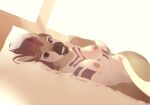  anthro bed crossed_arms equid equine female furniture glistening glistening_nipples hi_res horn jupiter_berry legs_together light light_beam looking_at_viewer lying mammal nipples noxu nude on_side smile smiling_at_viewer solo unicorn 