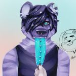  bastionshadowpaw blep braces canid canine grabbing_tongue hyena koda_(disambiguation) long_tongue male mammal piercing promotional teaser tongue tongue_out 