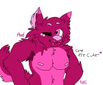  abs anthro armpit_hair body_hair canid canine canis fluffy fluffy_tail fur hi_res kippyskippy looking_at_viewer male mammal muscular muscular_male nipples one_eye_closed pink_body pink_eyes pink_fur solo tail wink winking_at_viewer wolf 