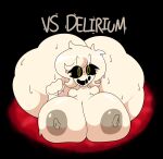  big_breasts big_butt black_background breasts butt delirium_(tboi) female goo_creature hair happy hi_res huge_breasts huge_butt humanoid lewdmaya lying nipples on_front simple_background slime smile solo the_binding_of_isaac_(series) white_body yellow_eyes 