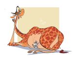  ambiguous_gender belly big_belly duo female feral fur giraffe giraffid hashira_the_giraffe hi_res hooves mammal mouse murid murine open_mouth orange_body orange_fur overweight overweight_female rodent spots spotted_body spotted_fur windspan 